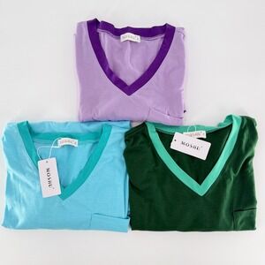 MOSHU Women's Extra Large V-Neck Pocket T-Shirts Colorblock Lot of 3